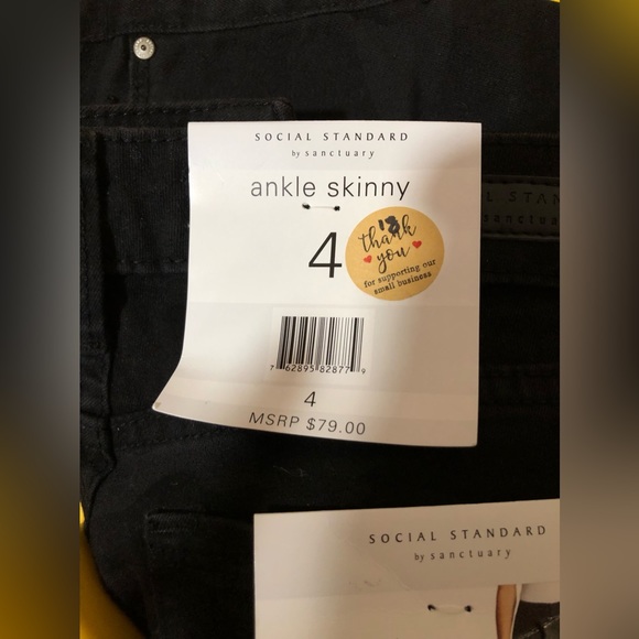 Sanctuary (Social Standard) Black Prosperity Camouflage Ankle Skinny Jeans NWT! - Picture 9 of 12